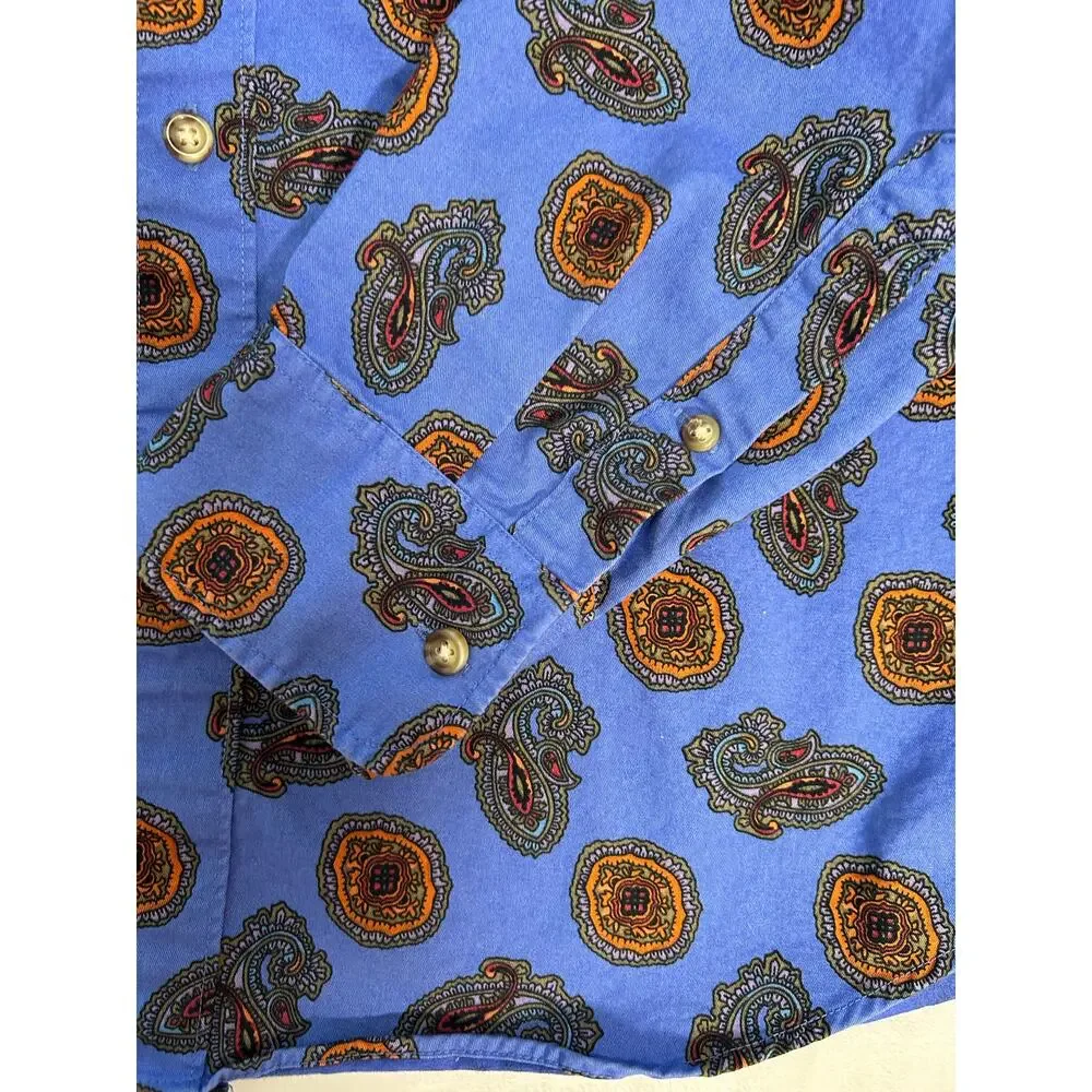 Vintage J Crew Oarsmen Men's Medium Blue Paisley